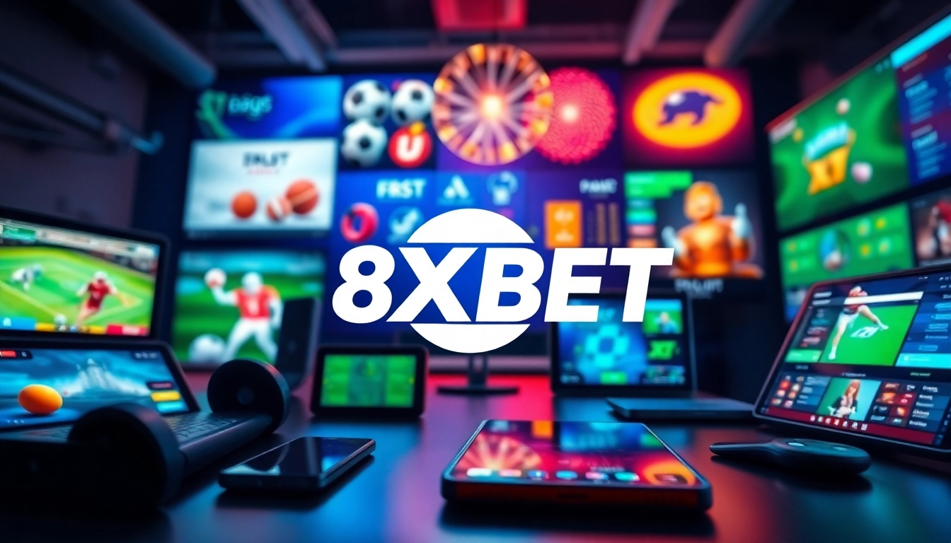 Engaging representation of 8XBET’s online betting platform featuring sports and casino games