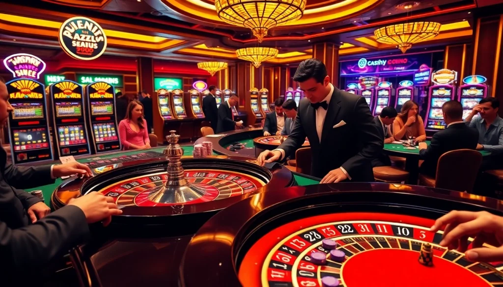Excited players at https://hz88.my/ enjoy roulette in a vibrant casino setting, highlighting exhilarating moments of winning and betting.